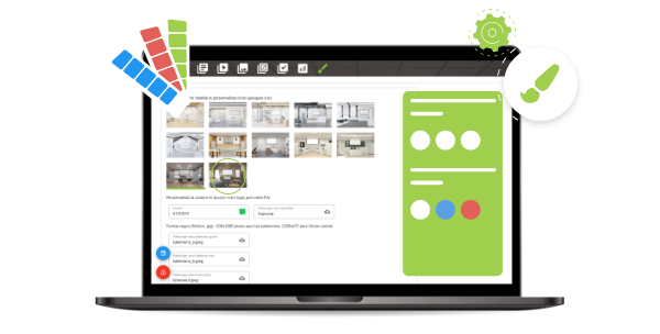 Ordinateur avec modèle de personnalisation stand